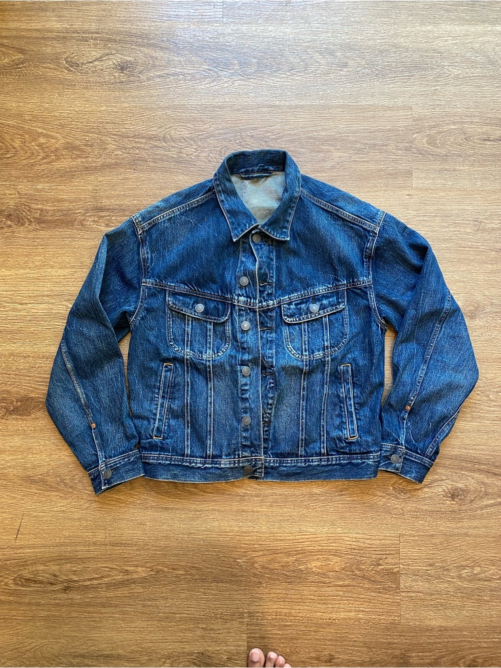 American Eagle Outfitters Men's Dark Blue Denim Jacket